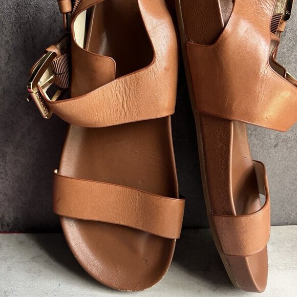 Michael Kors Tan Brown Strappy Leather Sandals Size 7.5 M - Picture 6 of 12